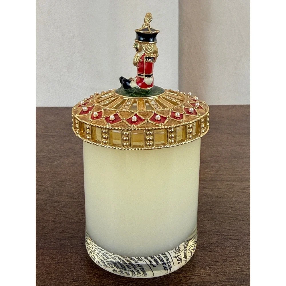VTG‎ St. John Votive Candle with Gold Metal Nutcracker Figurine 2